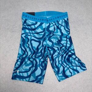 Under Armour Compression Bike Shorts Womens Small Blue HeatGear High Rise‎